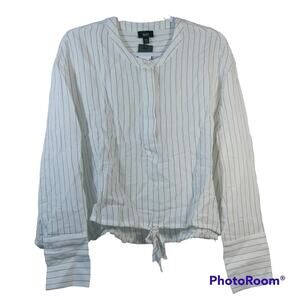 Mossimo White Black pinstripe Poplin Blouse Boxy Size XL